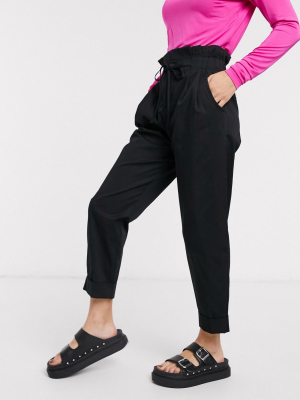 Bershka High Waisted Balloon Pants In Black