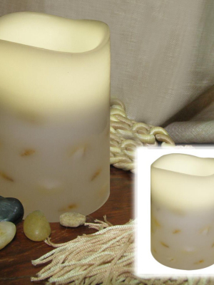 Brite Star 5.5" Prelit Led Embedded Seashells Flameless Flickering Wax Pillar Candle - Ivory