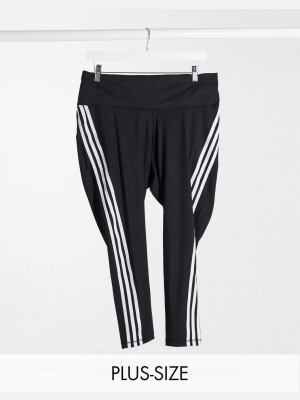 Adidas Training Curve 3-stripes Leggings In Black