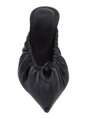 Scrunch Leather Logo Drawstring Mules