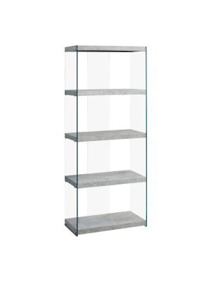 58.75" Book Case Gray And Tempered Glass - Everyroom