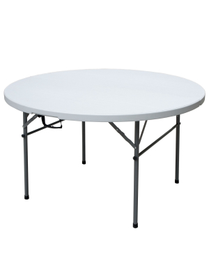 Plastic Development Group Tgt8902 Outdoor/indoor 4 Foot Diameter Fold In Half Plastic Resin Round Folding Banquet, Dining, Card Table, White