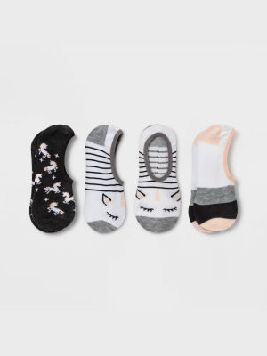 Women's Unicorn 3pk Liner Socks - Xhilaration™ White/peach/black 4-10