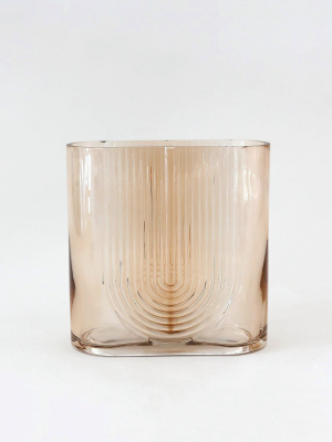 Sunset Ribbed Glass Vase - 7"
