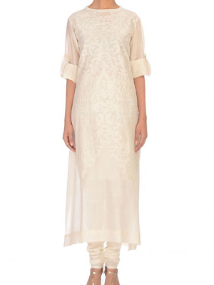 Tone-on-tone Embroidered Kurta