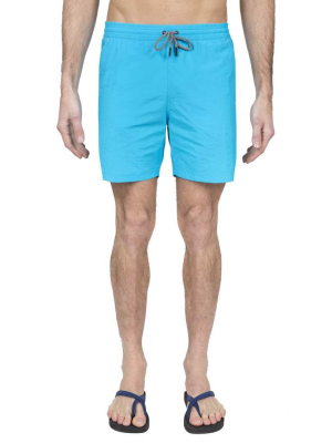 Turquoise Elasticated Mid-length Swim Short