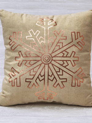 Lakeside Golden Snowflake Image Decorative Accent Throw Pillow - Holiday Accent