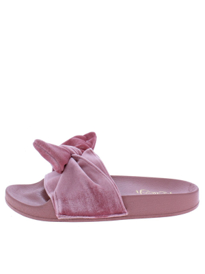 Sandy03 Mauve Knotted Open Toe Mule Slide Sandal