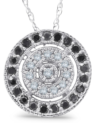 Pompeii3 1/3ct Black & White Diamond Fancy Circle Pave Pendant