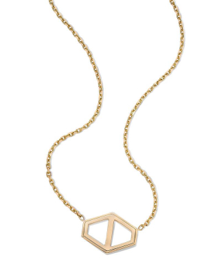 Keynes 18k Large Signature Hexagon Pendant