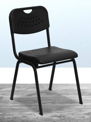 Flash Furniture Hercules Series 880 Lb. Capacity Black Plastic Stack Chair With Open Back And Black Frame