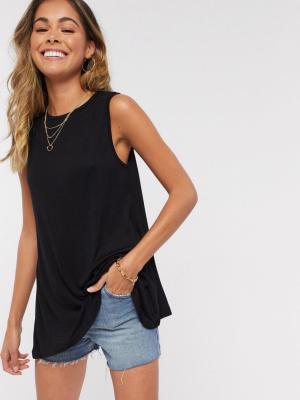 Asos Design Oversized Longline Swing Tank In Black