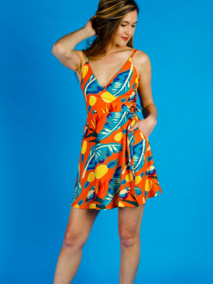 The Cruise Ship Casanova | Hawaiian Print Women's Strappy Dress