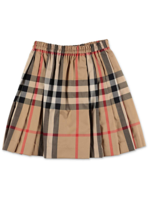 Burberry Kids Check Print Pleated Skirt