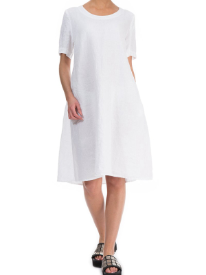 Flared White Linen Dress