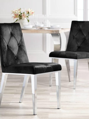 Studio 55d Allison Black Velvet Dining Chairs Set Of 2