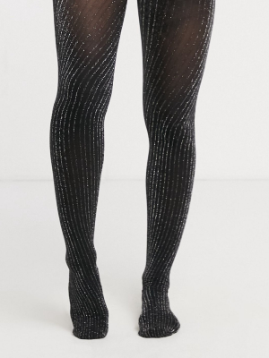 Gipsy Glitter Sparkle Ribbed Tights In Black