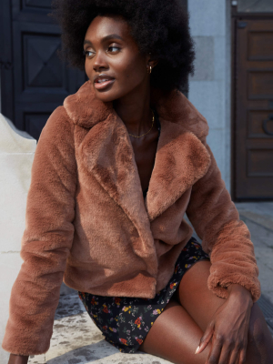 Faux Fur Cropped Coat