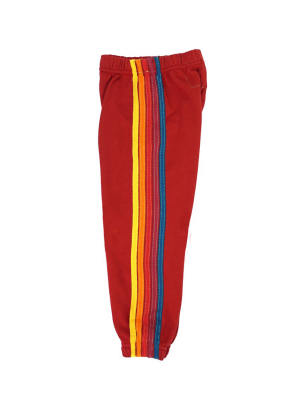 Kid's 5 Stripe Sweatpants - Red