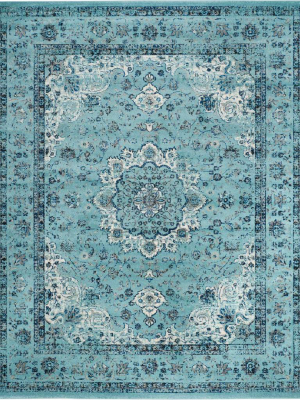 Evoke Medallion Light Blue Area Rug