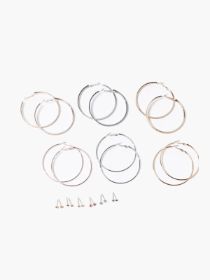 Metallic Hoop & Stud Earring Set