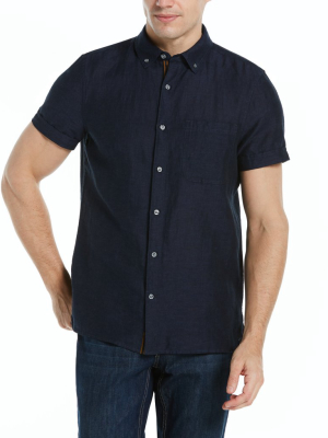 Slim Fit Linen Blend Solid Shirt