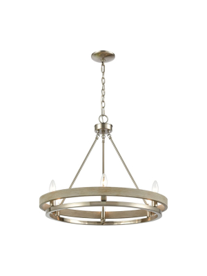 Ramsey 8-light Chandelier In Satin Nickel And Beech Wood