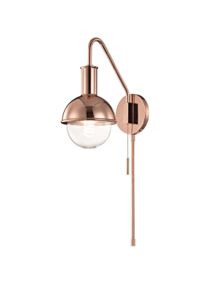 Riley 1 Light Wall Sconce With Plug - Polished Copper