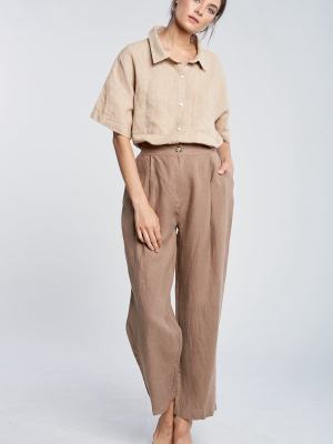 Filosofia | Ella Linen Pants In Wheat