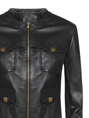 Pinko Quilted Leather Biker Jacket