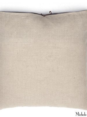 Printed Linen Pillow Grid Plum