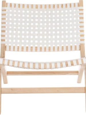 Luke Leather Woven Accent Chair Natural/white