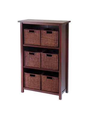 42.99" 7pc Milan Cabinet/shelf With Baskets Walnut - Winsome