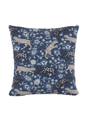 Leopard Print Square Throw Pillow Blue - Cloth & Company