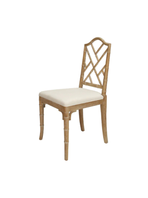 Chippendale Style Bamboo Dining Chair With Linen Cushion In Various Colors