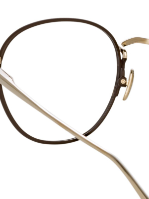 Jules Oval Optical Frame In Light Gold And Brown