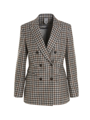 Max Mara Double Breasted Houndstooth Blazer