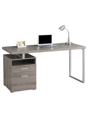 Computer Desk - Silver Metal & Dark Taupe - Everyroom