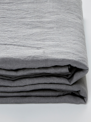 100% Linen Fitted Sheet In Cool Grey