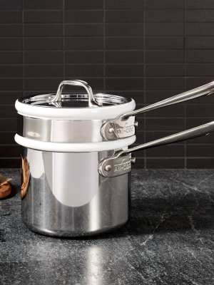 All-clad © D3 Stainless Steel 2-qt. Sauce Pan With Double Boiler And Lid