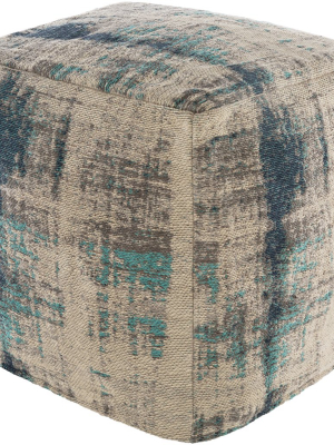 Dalen Jacquard Pouf In Aqua