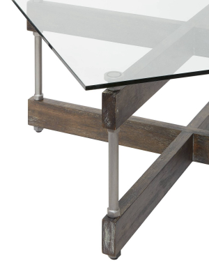 Garth Glass And Wood X-frame Square Coffee Table Brown - Silverwood