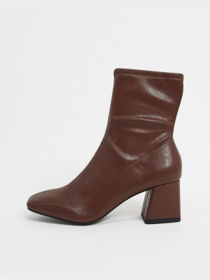 Monki Leia Vegan Leather Ankle Boots In Brown