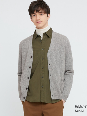 Premium Lambswool V-neck Long-sleeve Cardigan