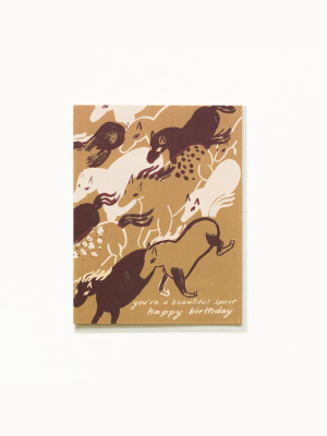 Spirited Horses Birthday Card