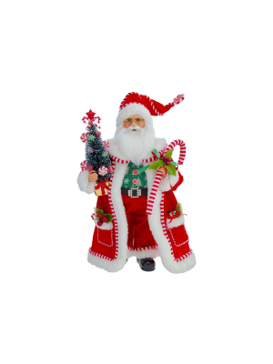 Kurt Adler 17" Kringle Klaus Candy Santa With Candy Cane And Tree