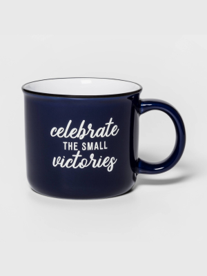 15oz Stoneware Celebrate Victories Camper Mug Blue - Threshold™