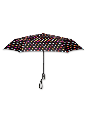 Shedrain Auto Open/close Air Vent Compact Umbrella - Black Polka Dot