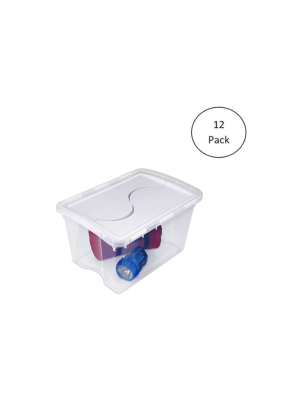 Sterilite 1914 Single 48 Quart Clear Hinged Lid Storage Tote Container (12 Pack)