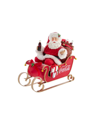 Kurt Adler 10-inch Coca-cola Santa In Sleigh Table Piece